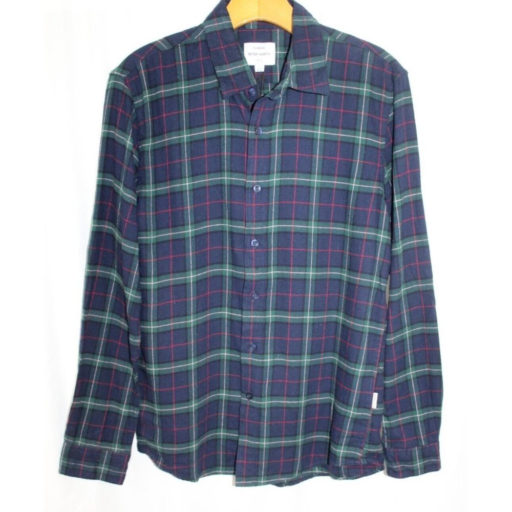 NWT Peter Werth London Mens Multicolor Plaid Long Sleeve Button Down S